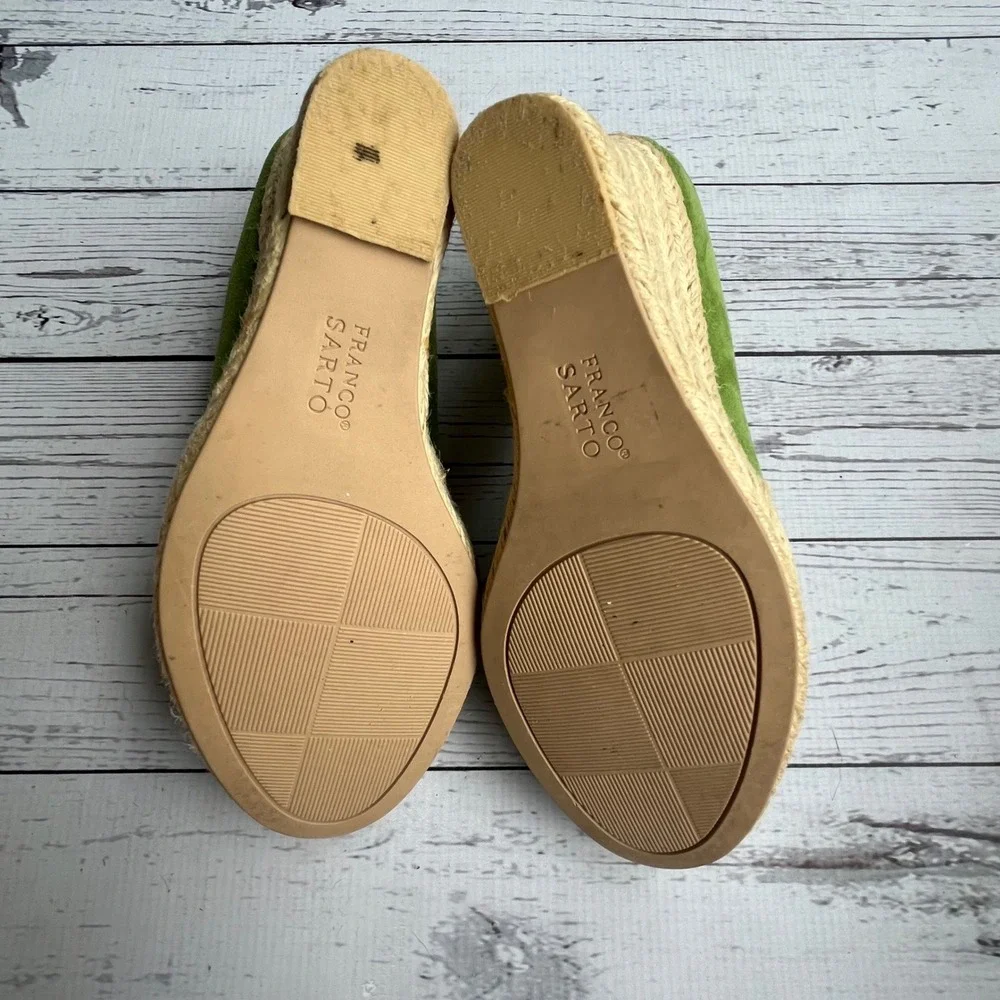 Franco Sarto Suede Leather Espadrille Wedge Pumps Shoes Womens 5.5 M Chic Boho